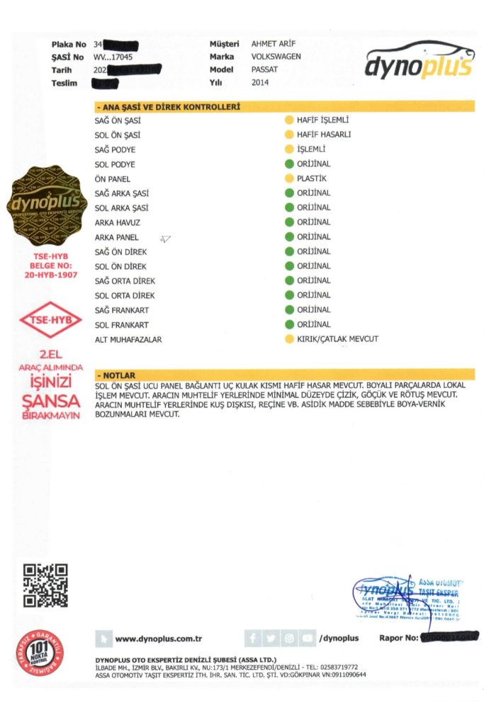 Örnek Oto Ekspertiz Raporları 2024 5 3 Kaporta 2. sf raporu